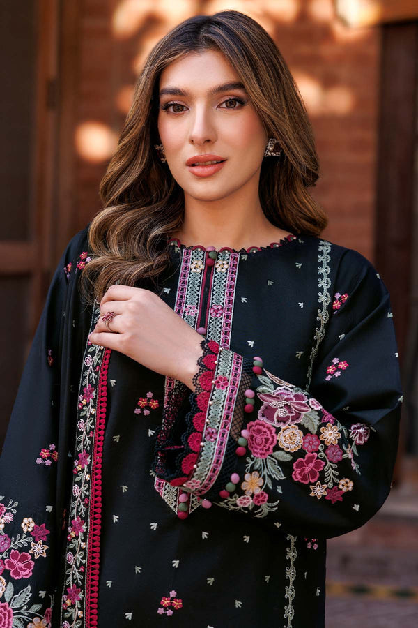 Farasha | Summer Weaves Embroidered Lawn | Ornate Noir L Black Lawn