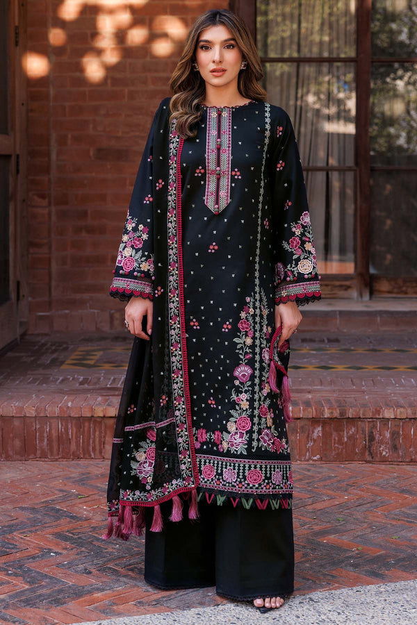 Farasha | Summer Weaves Embroidered Lawn | Ornate Noir XS Black Lawn