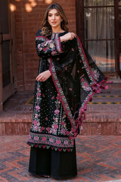 Farasha | Summer Weaves Embroidered Lawn | Ornate Noir Custom Size Black Lawn