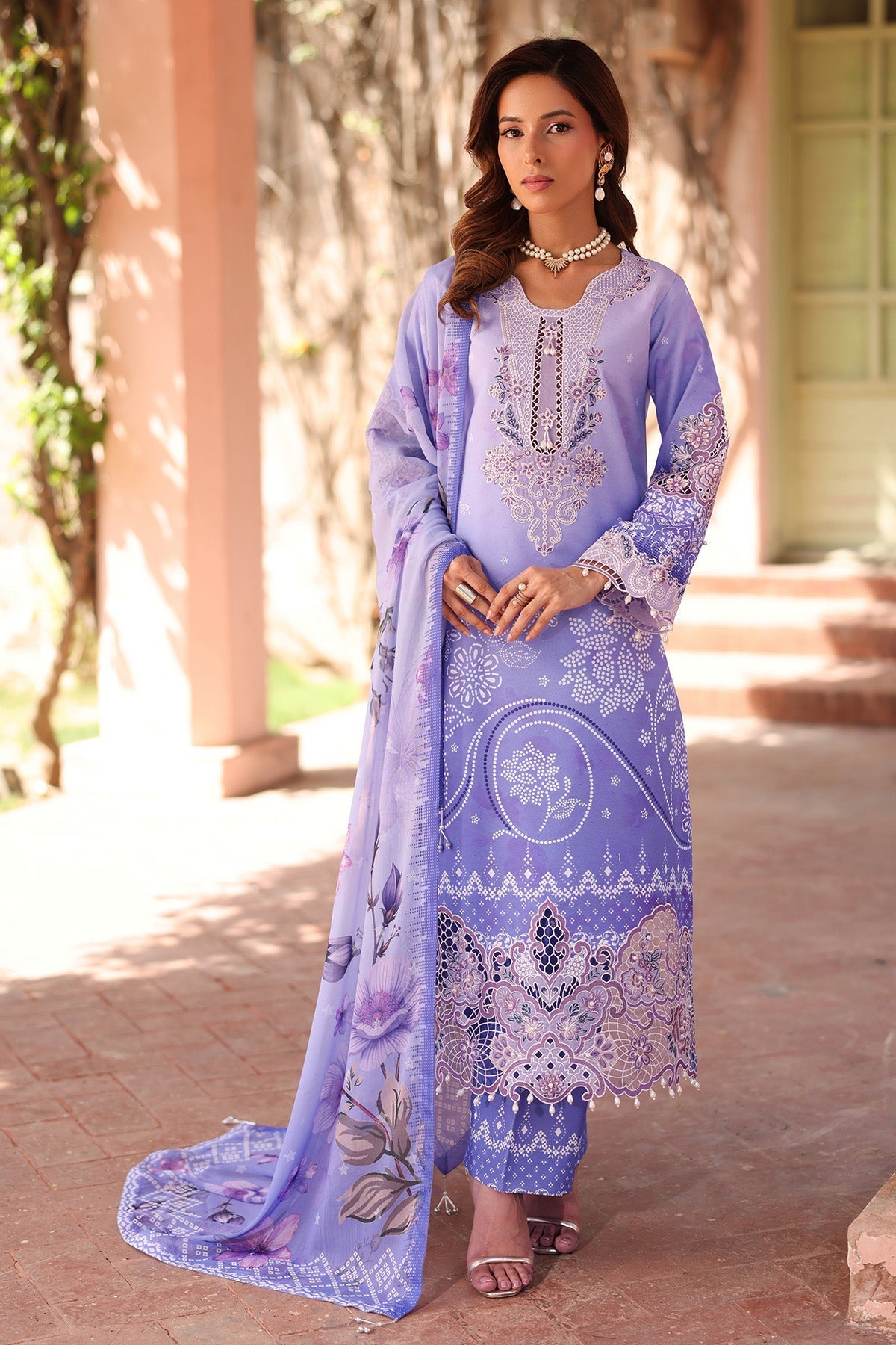 Alizeh | Embroidered Printed Festive Edit 25 | AF-EPL-7032-RHEA M Lavender Lawn