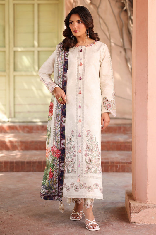 Alizeh | Embroidered Printed Festive Edit 25 | AF-EPL-7035-KARIS XS Ivory Lawn