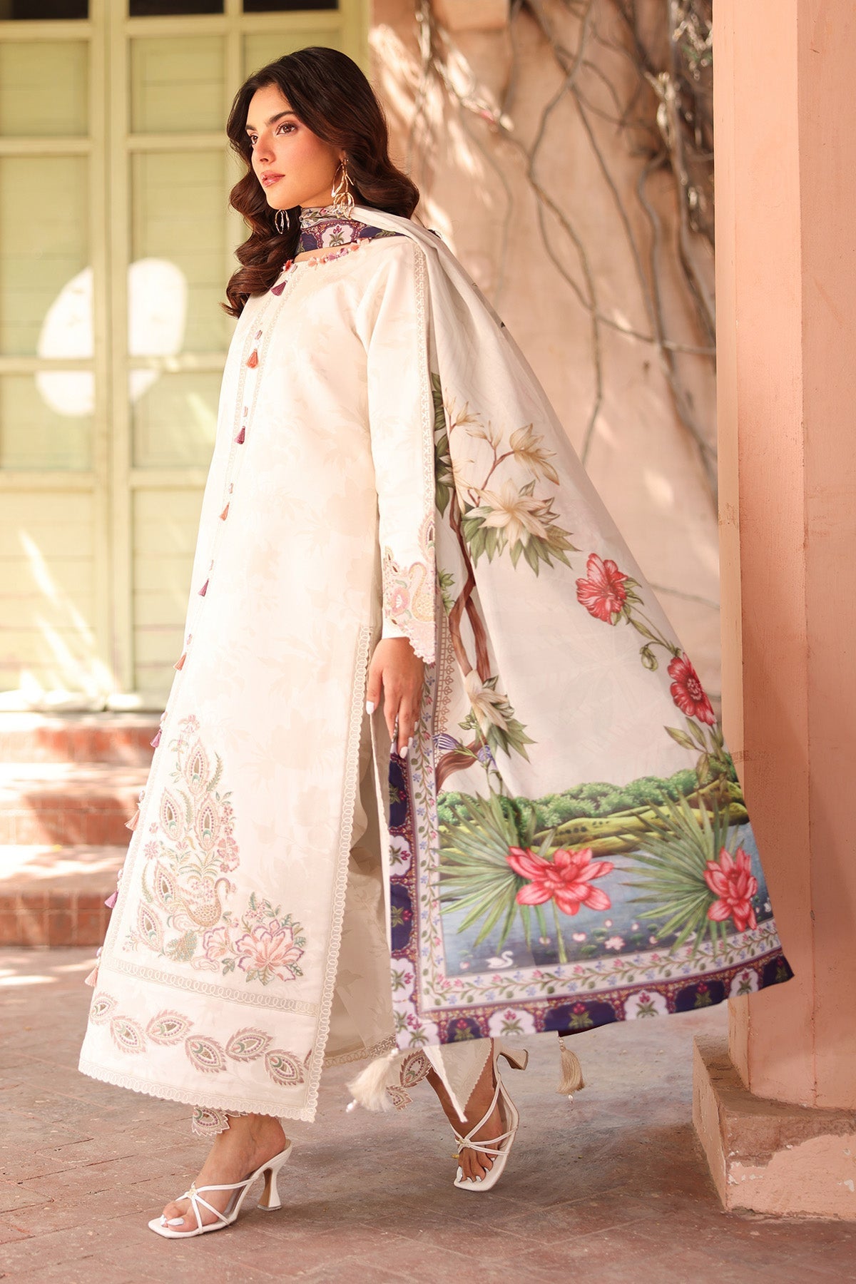 Alizeh | Embroidered Printed Festive Edit 25 | AF-EPL-7035-KARIS M Ivory Lawn