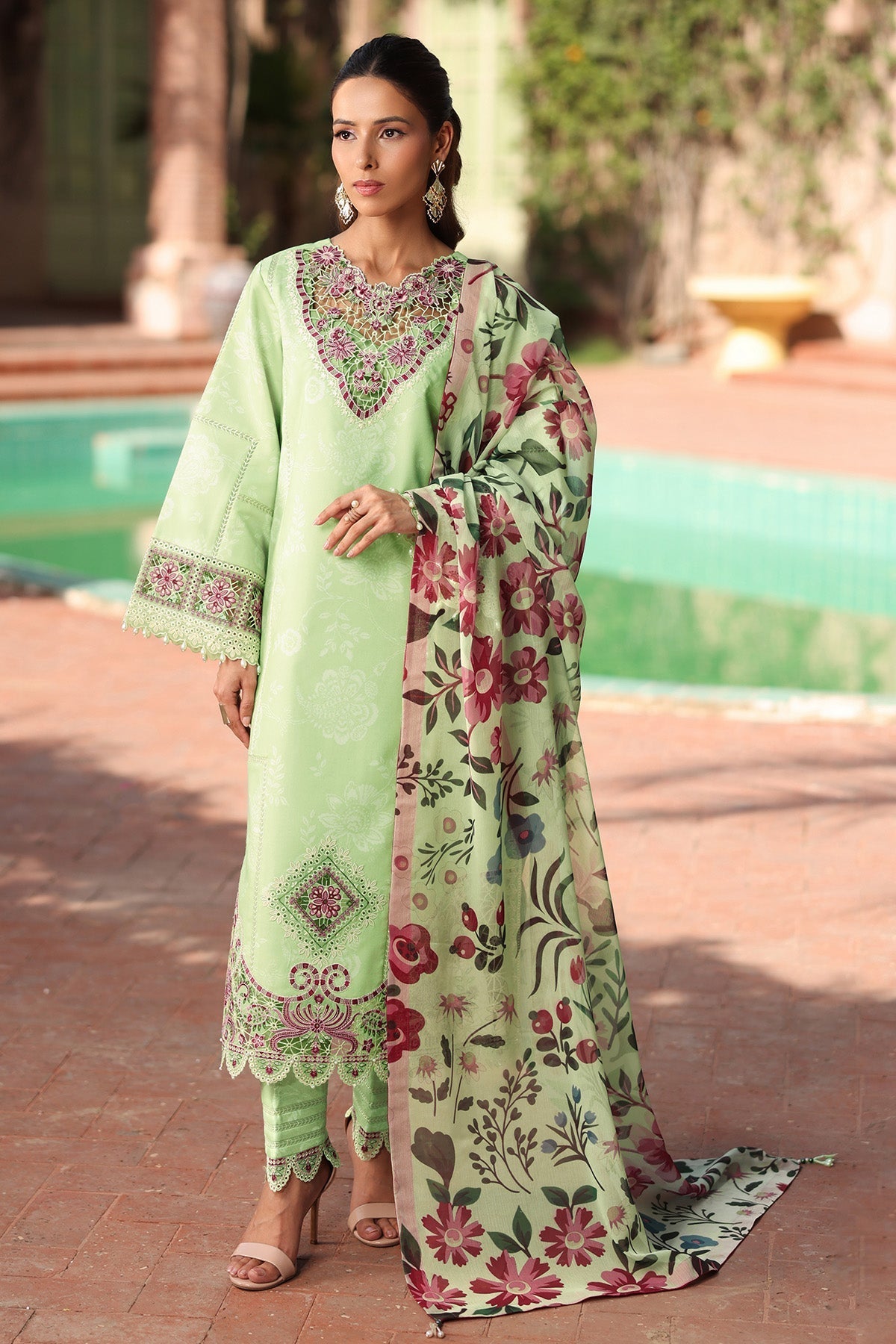 Alizeh | Embroidered Printed Festive Edit 25 | AF-EPL-7034-NUMA XL Pastel Mint Lawn