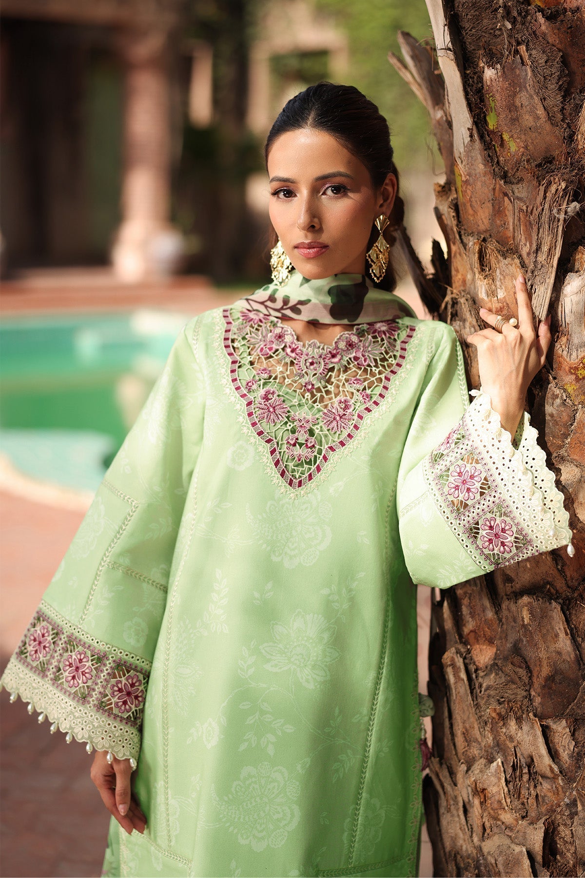Alizeh | Embroidered Printed Festive Edit 25 | AF-EPL-7034-NUMA M Pastel Mint Lawn