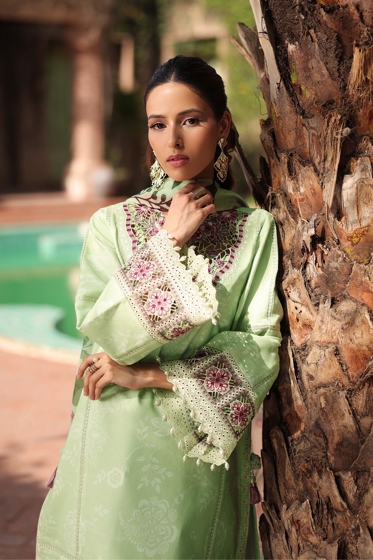 Alizeh | Embroidered Printed Festive Edit 25 | AF-EPL-7034-NUMA L Pastel Mint Lawn