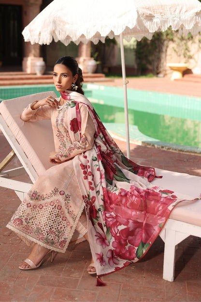 Alizeh | Embroidered Printed Festive Edit 25 | AF-EPL-7036-CLOVER L Pale Peach Lawn