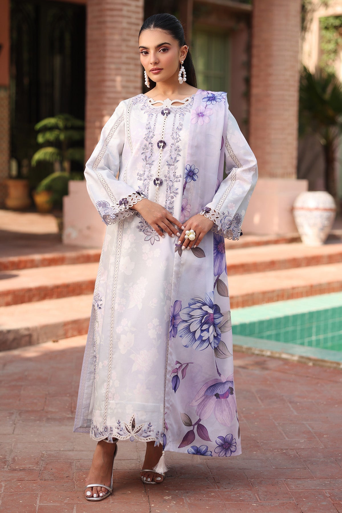 Alizeh | Embroidered Printed Festive Edit 25 | AF-EPL-7039-PRESTA S Light Lavender Lawn