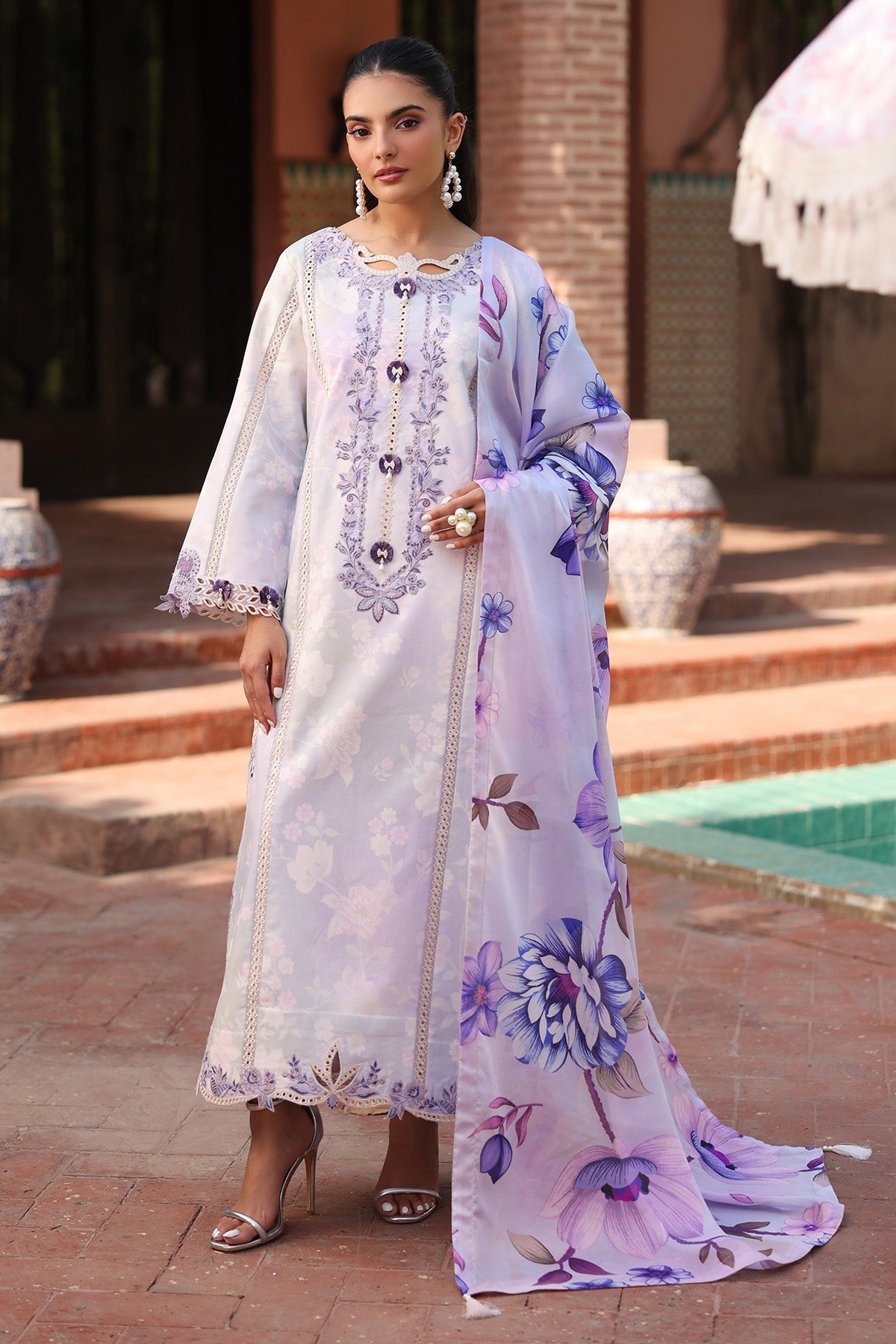 Alizeh | Embroidered Printed Festive Edit 25 | AF-EPL-7039-PRESTA XS Light Lavender Lawn