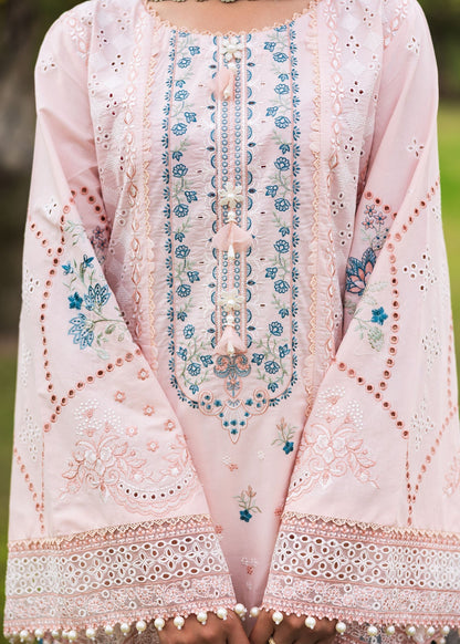 Paras by Pasha | Bloom and Beyond | Coral Bloom Custom Size Pale Peach Chikankari Lawn