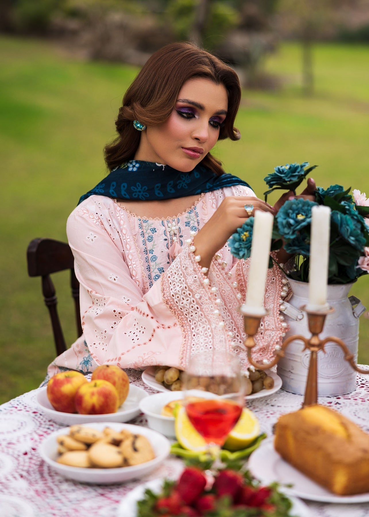 Paras by Pasha | Bloom and Beyond | Coral Bloom M Pale Peach Chikankari Lawn