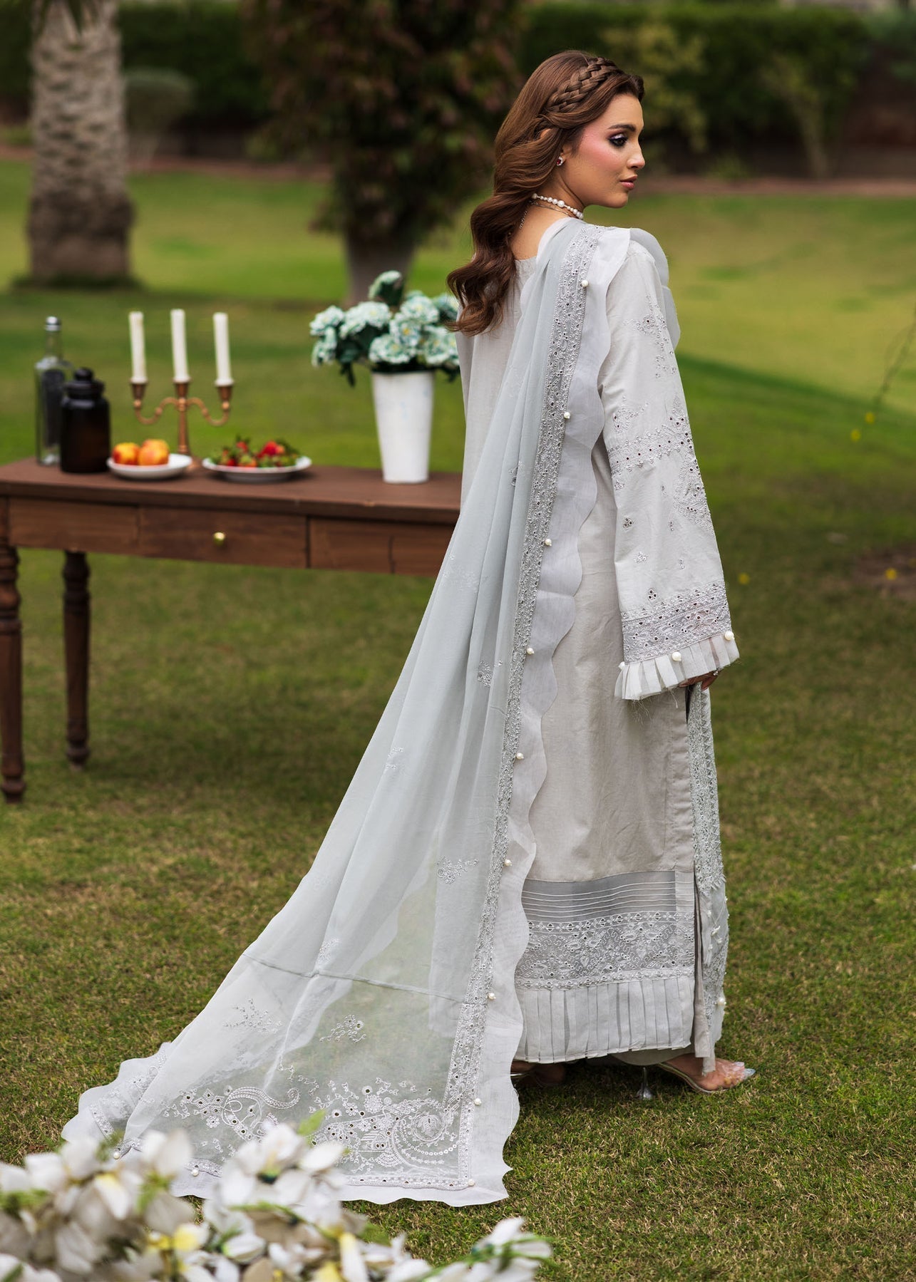 Paras by Pasha | Bloom and Beyond | Ash Bloom XL Gray Chikankari Lawn