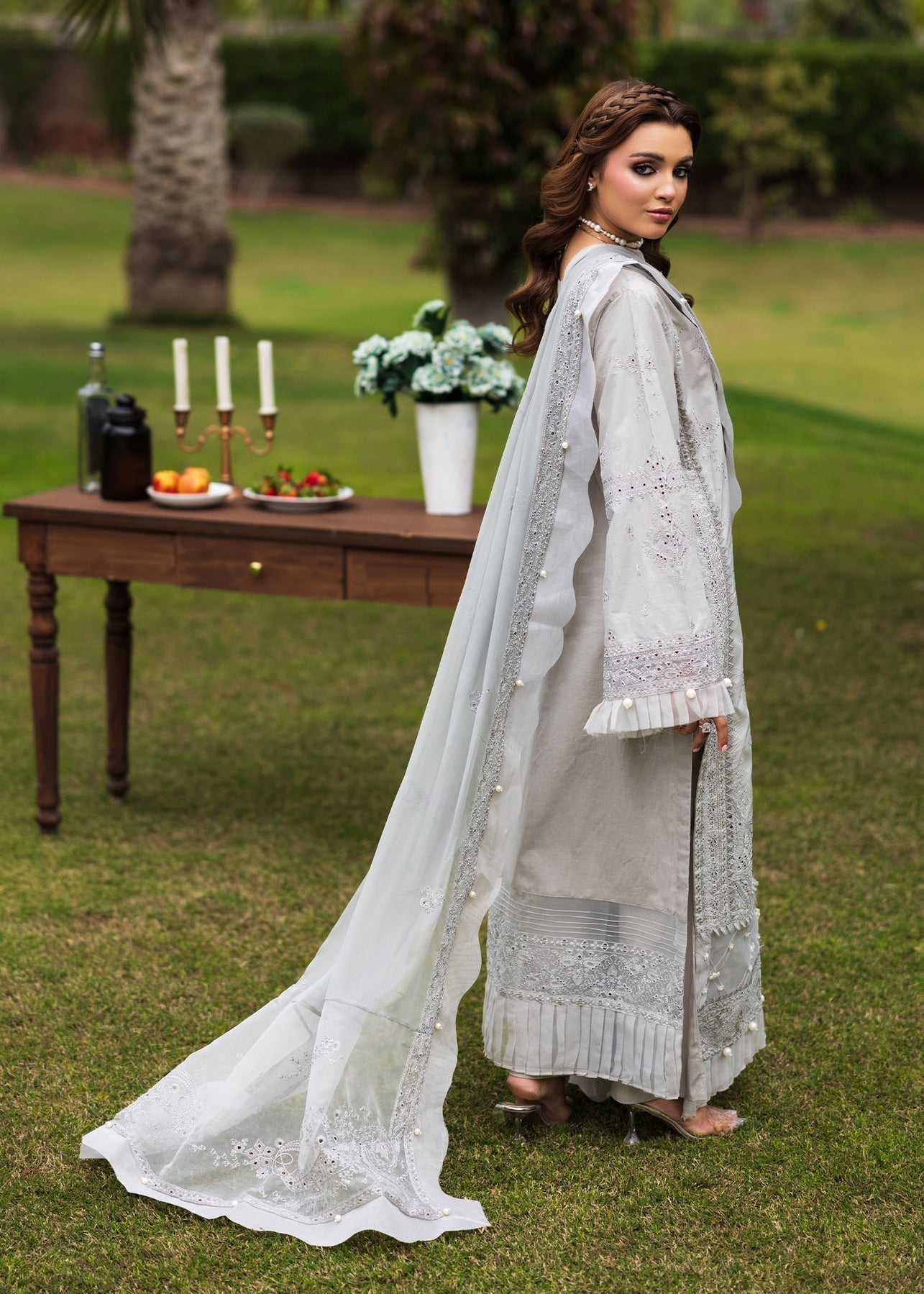 Paras by Pasha | Bloom and Beyond | Ash Bloom S Gray Chikankari Lawn