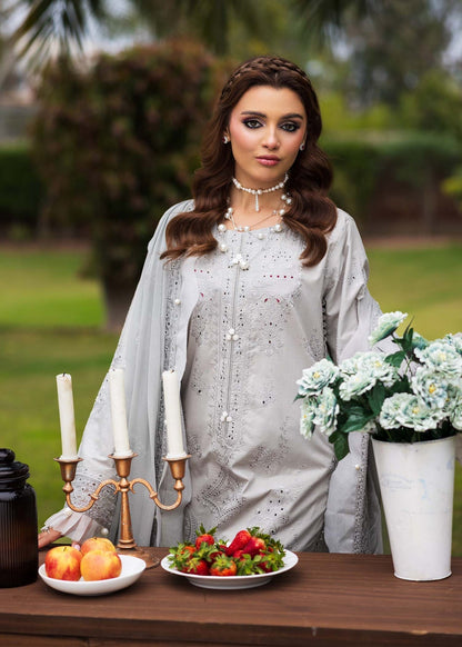 Paras by Pasha | Bloom and Beyond | Ash Bloom Custom Size Gray Chikankari Lawn