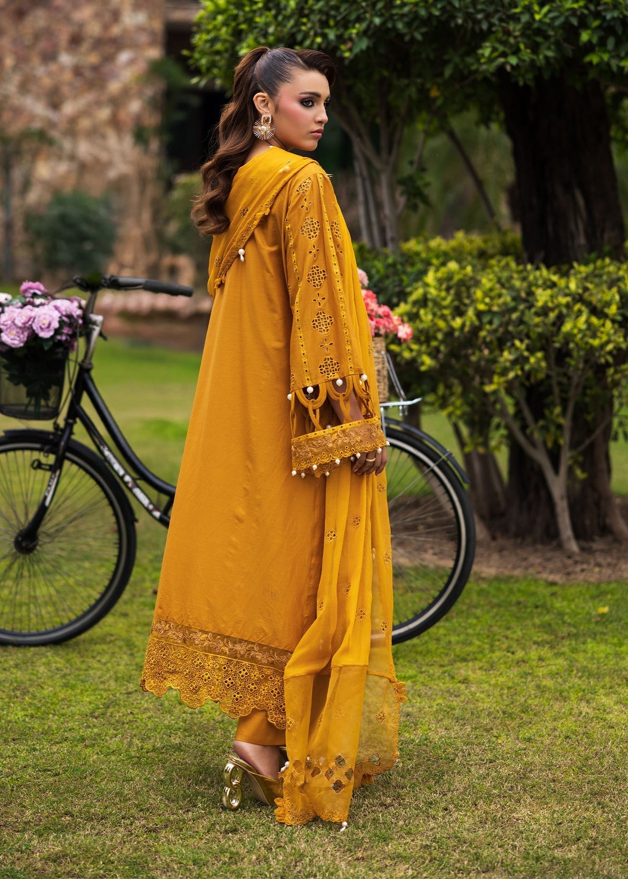 Paras by Pasha | Bloom and Beyond | Marigold Bloom S Mustard Yellow Chikankari