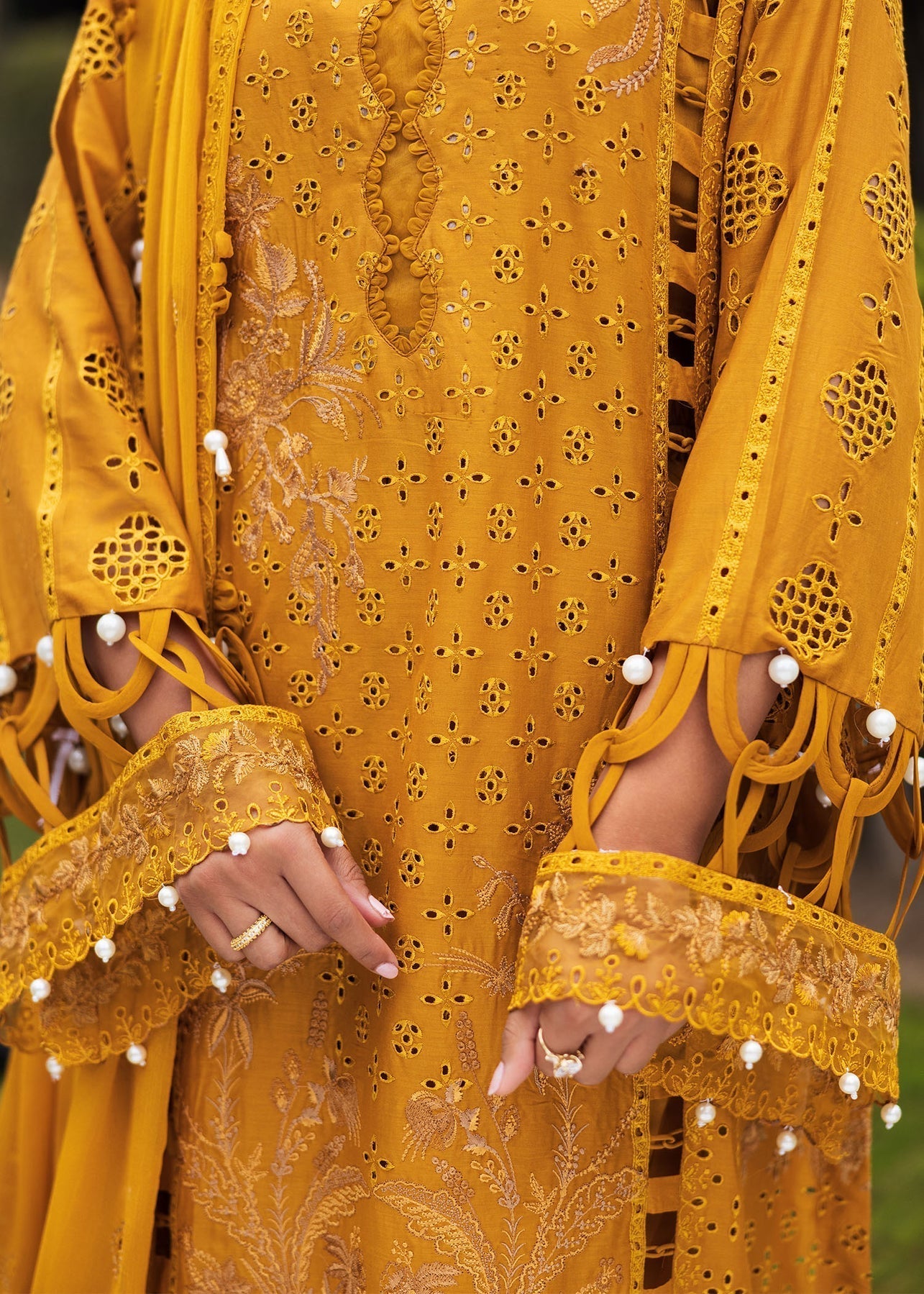 Paras by Pasha | Bloom and Beyond | Marigold Bloom M Mustard Yellow Chikankari
