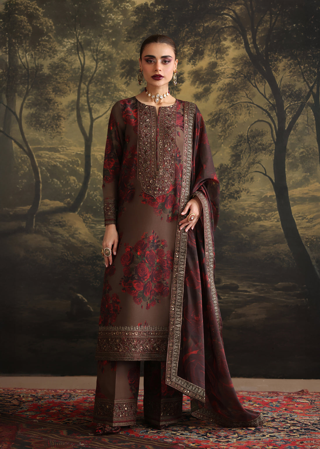 Humjoli | Rehana Luxury Collection | BROWN ROME - Pakistani Designer Dress - by Humjoli - Type : Ladies Clothes - 100% Original at Saira Sultan