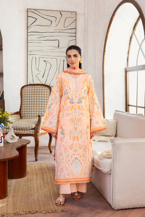Florent | Luxury Print | FLP - 3A L Peach Pink Lawn