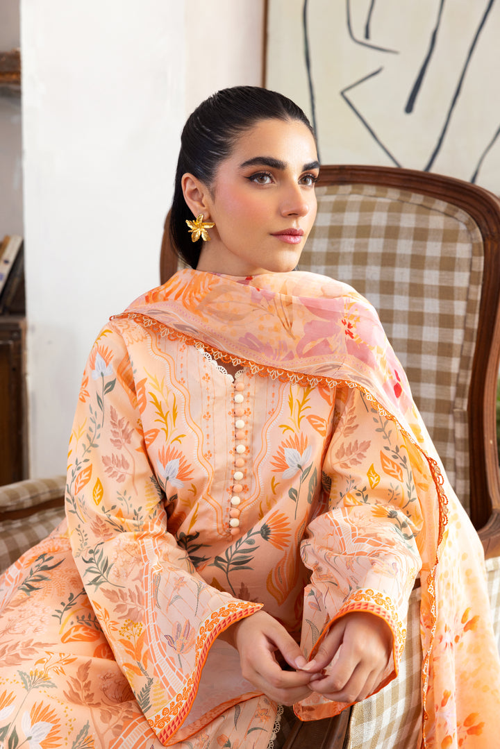 Florent | Luxury Print | FLP - 3A M Peach Pink Lawn