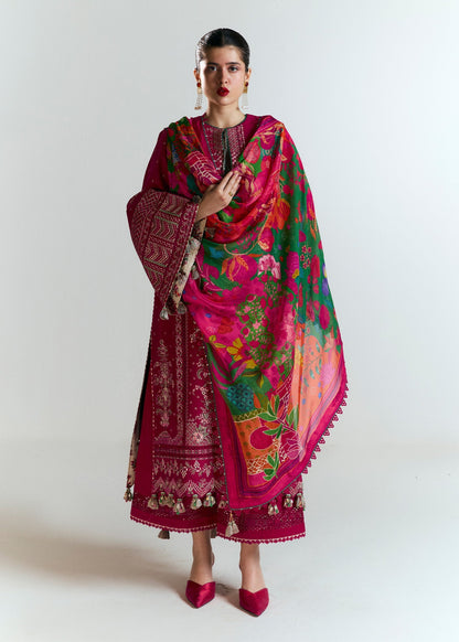 Hussain Rehar | Nirmal SS 25 | Saaha L Carrot Pink Lawn