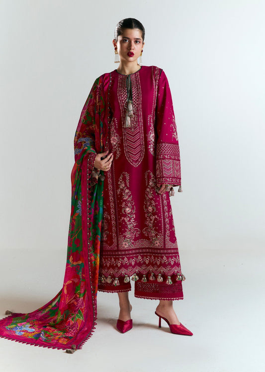 Hussain Rehar | Nirmal SS 25 | Saaha XS Carrot Pink Lawn