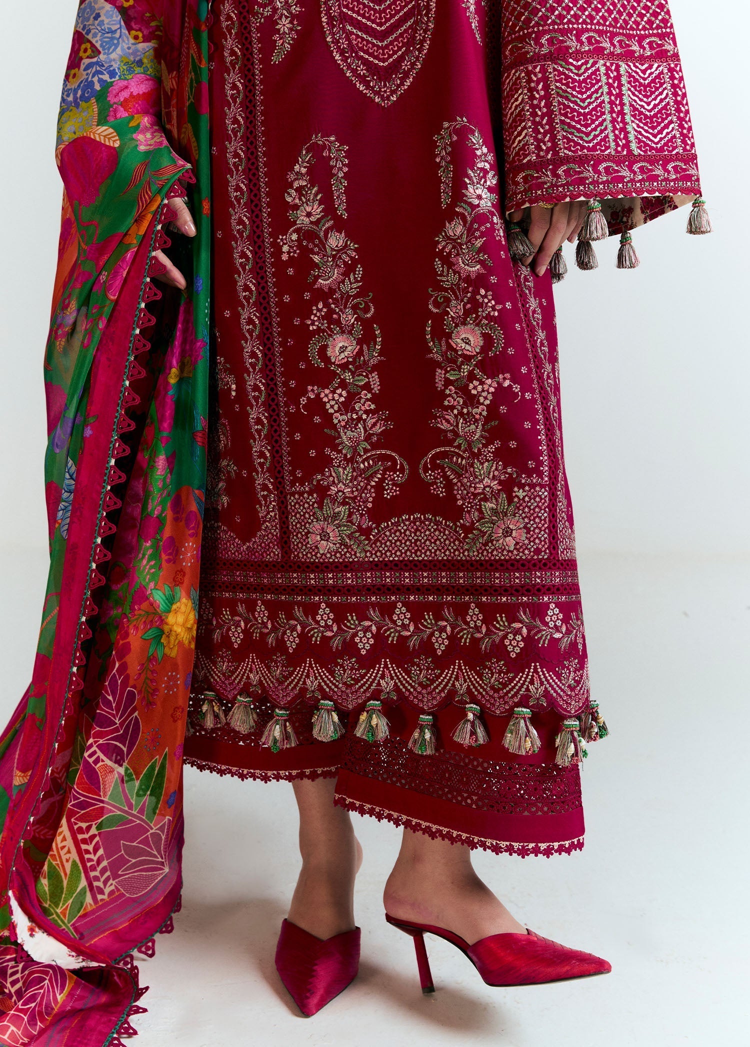 Hussain Rehar | Nirmal SS 25 | Saaha M Carrot Pink Lawn