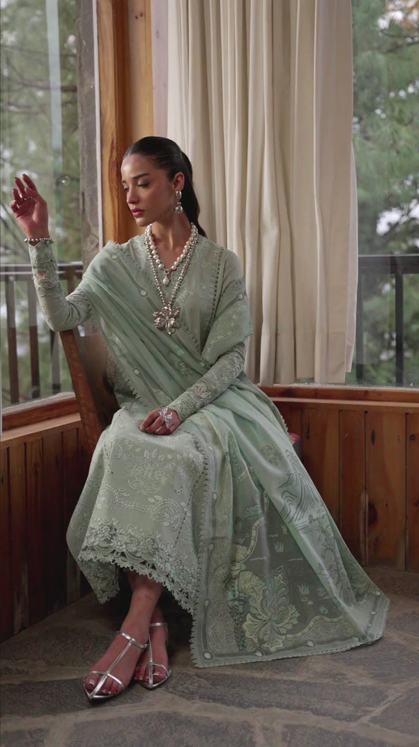 Qalamkar | Qlinekari Lawn | DC-15 Elira Custom Size Gray Lawn