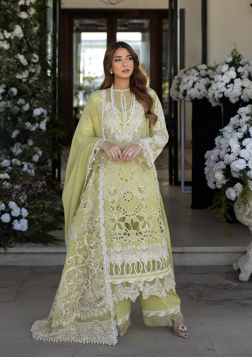 Kahf Premium | Luxury Lawn 25 | KLR-08 Amelia XS Apple Green Lawn