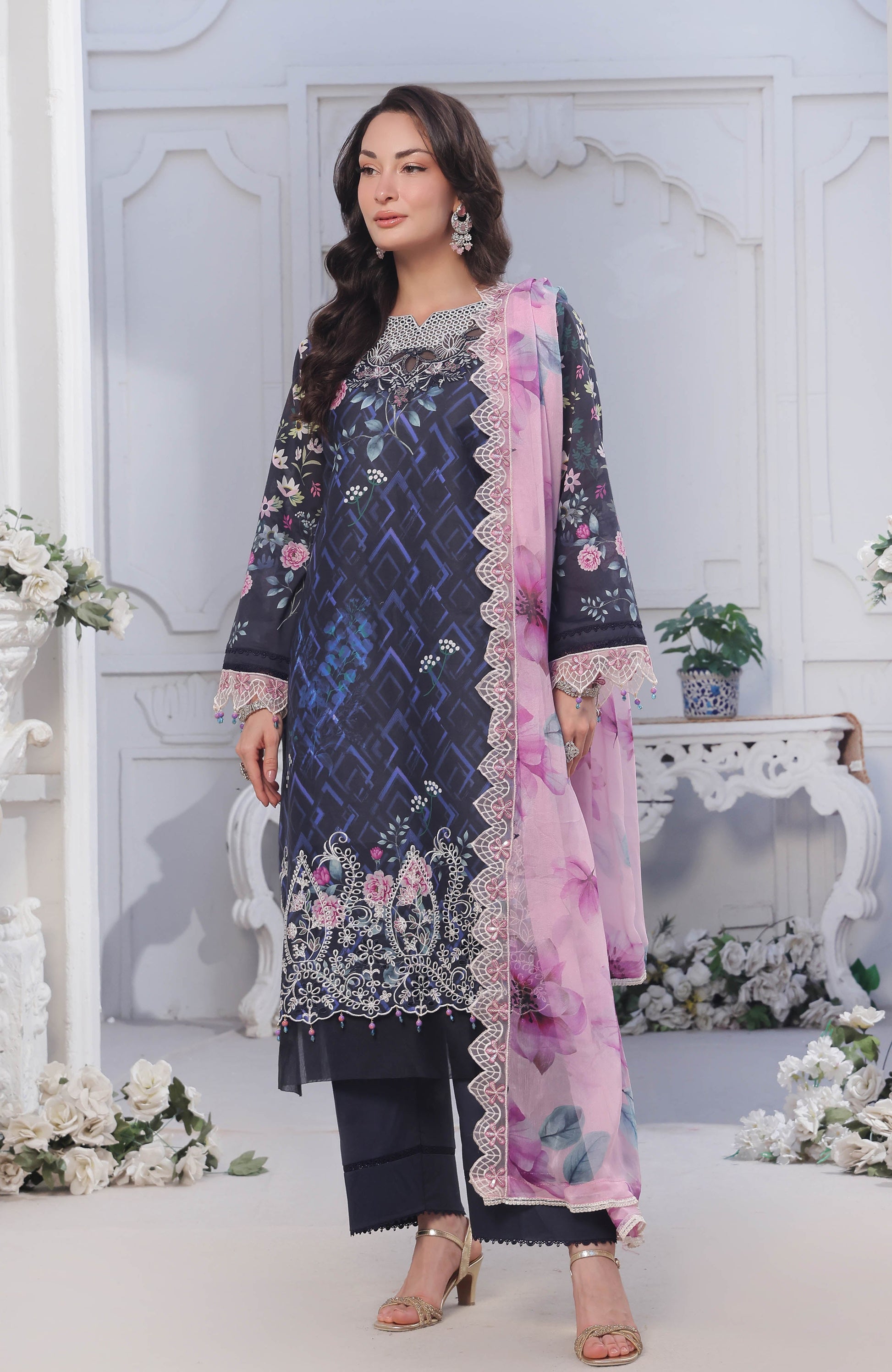 Al Zohaib | Applique Kari Cutwork Edit 25 | ACE-25-10 M Blue Chikankari