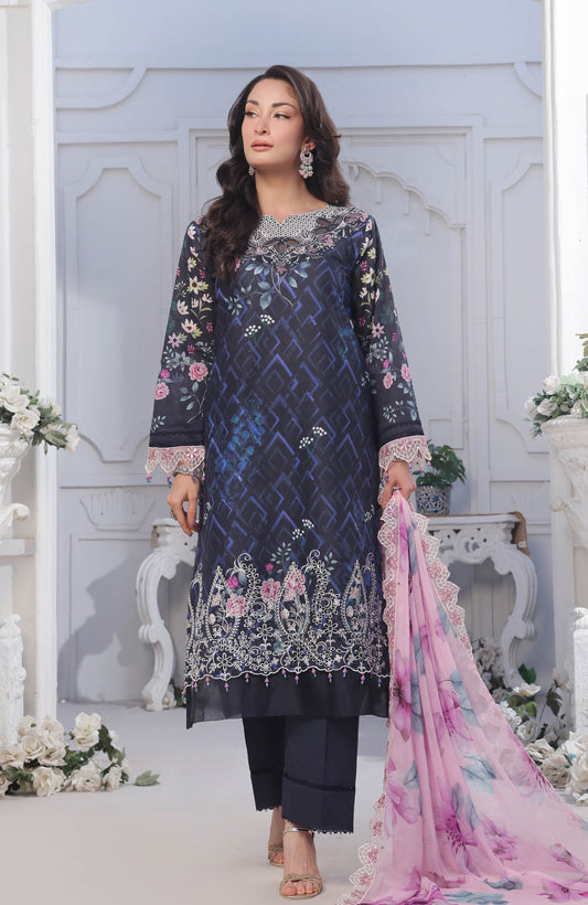 Al Zohaib | Applique Kari Cutwork Edit 25 | ACE-25-10 XS Blue Chikankari