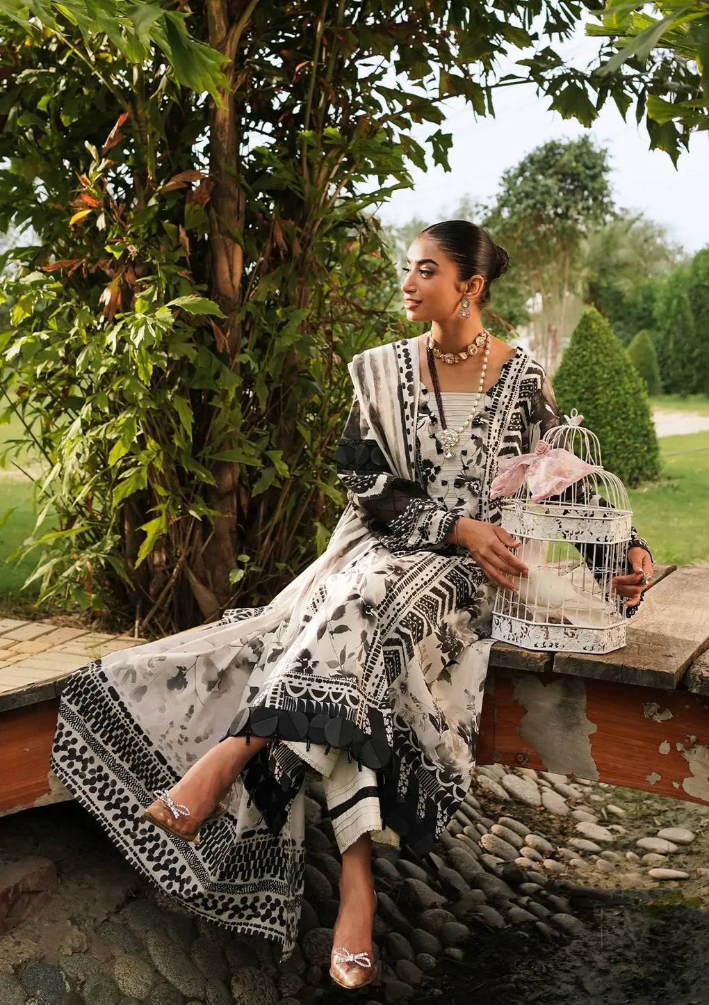 Elaf Premium | Printed Collection 24 | EEP-07B - Black Blossom - Pakistani Designer Dress - by Elaf Premium | Type: Casuals - 100% Original at Saira Sultan
