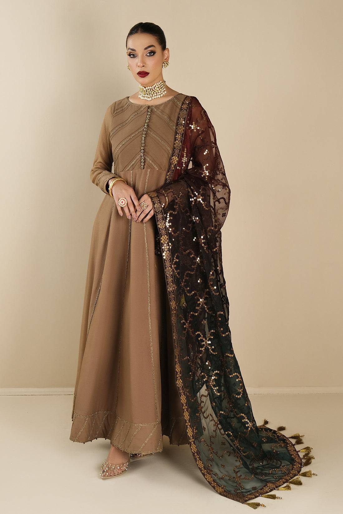 Alizeh | Formals Collection | Rose Beige Dress 3 piece - RTW1017 - Pakistani Designer Dress - by Alizeh | Type: Formal - 100% Original at Saira Sultan