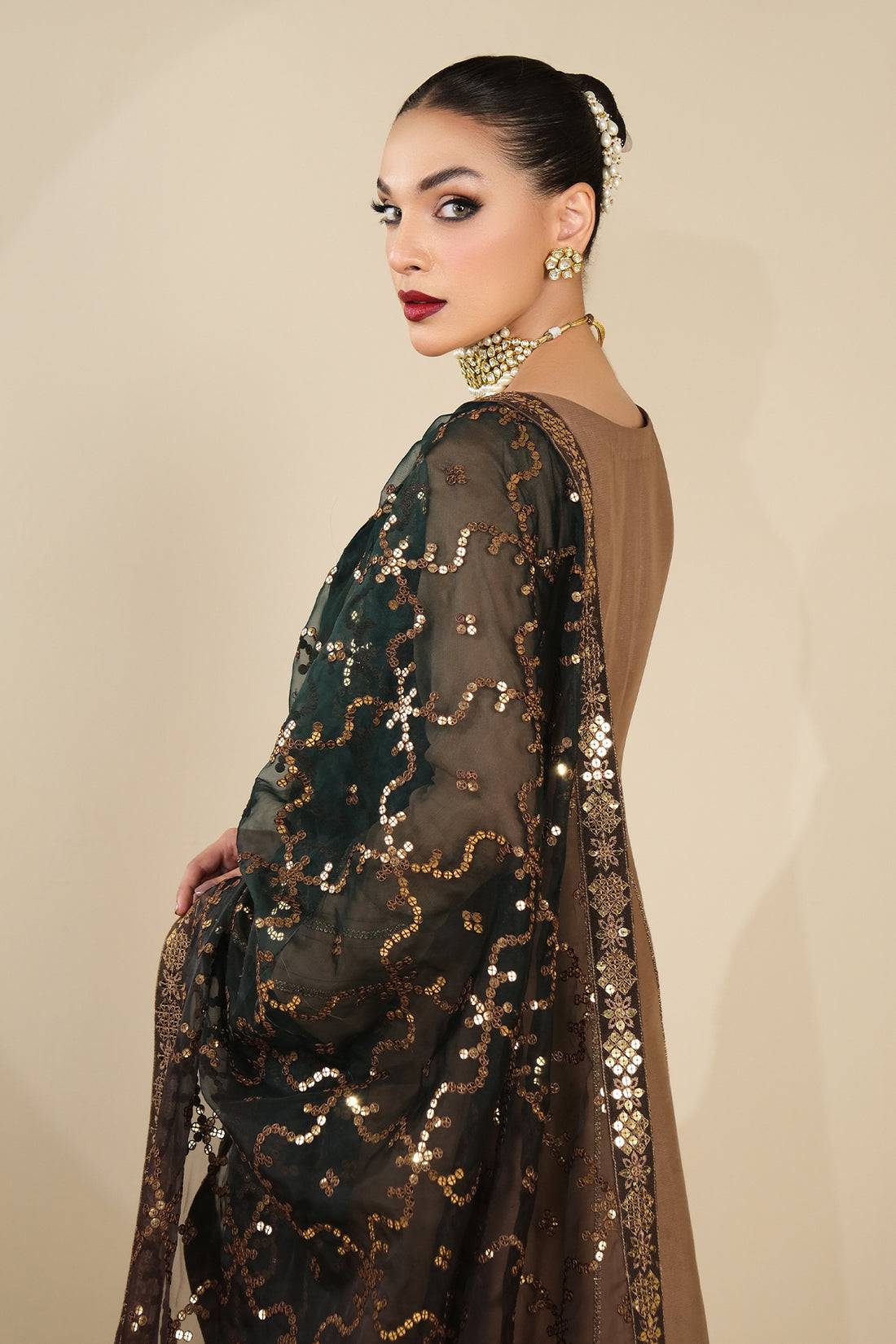 Alizeh | Formals Collection | Rose Beige Dress 3 piece - RTW1017 - Pakistani Designer Dress - by Alizeh | Type: Formal - 100% Original at Saira Sultan