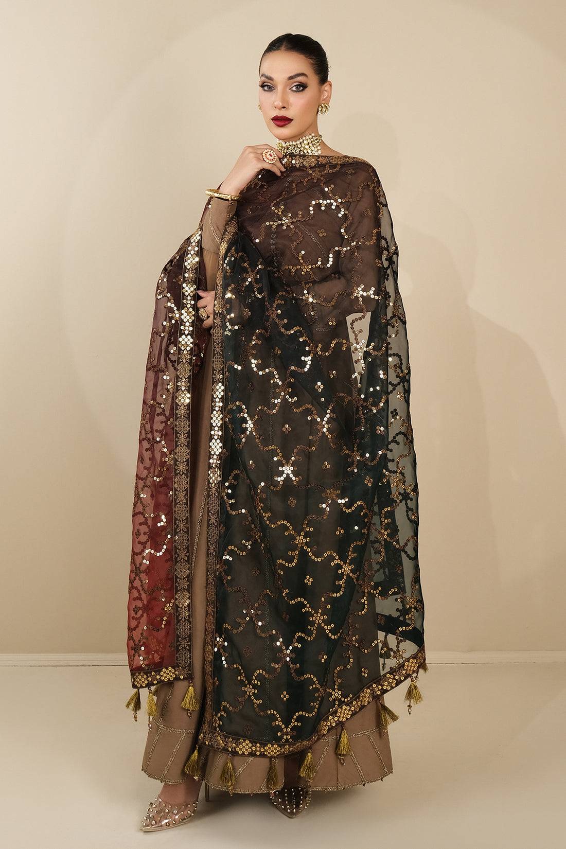 Alizeh | Formals Collection | Rose Beige Dress 3 piece - RTW1017 - Pakistani Designer Dress - by Alizeh | Type: Formal - 100% Original at Saira Sultan