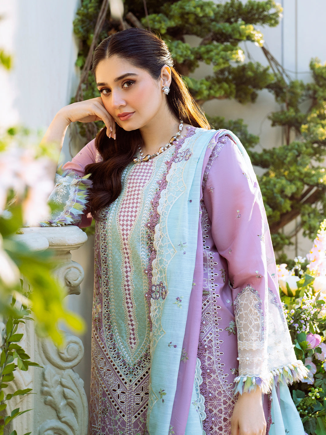 Bin Ilyas | Freesia Embroidered Lawn 25 | 101 - B M Lilac Lawn