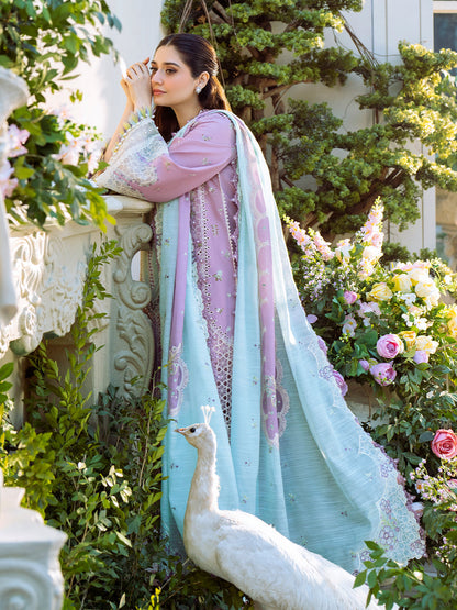 Bin Ilyas | Freesia Embroidered Lawn 25 | 101 - B S Lilac Lawn