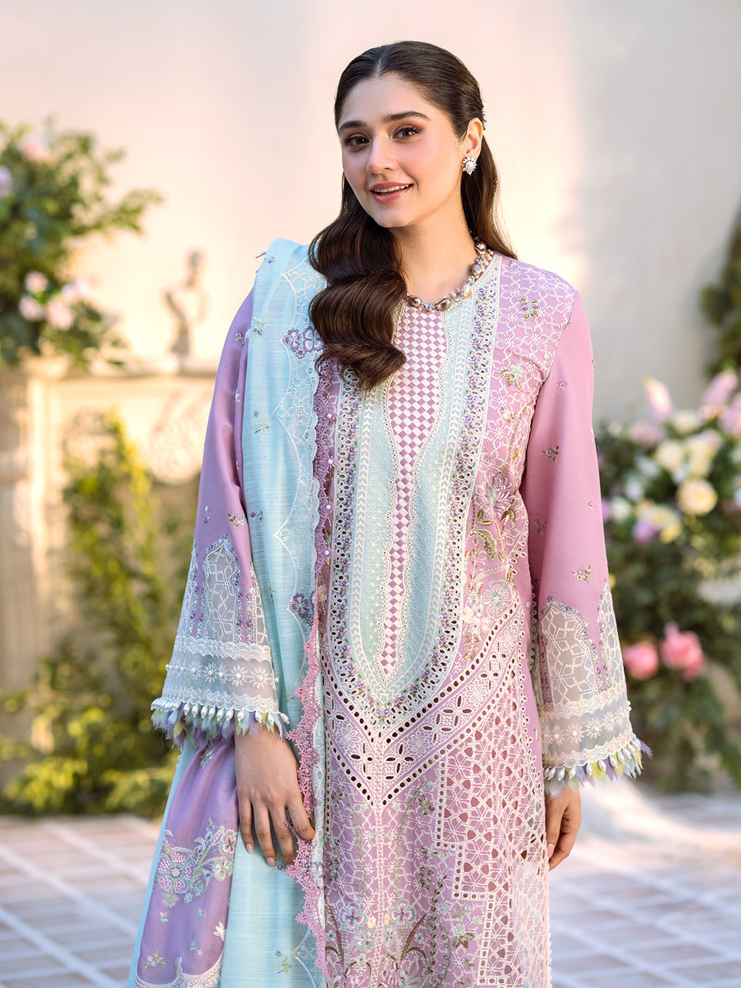 Bin Ilyas | Freesia Embroidered Lawn 25 | 101 - B L Lilac Lawn