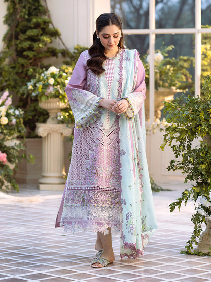 Bin Ilyas | Freesia Embroidered Lawn 25 | 101 - B Custom Size Lilac Lawn