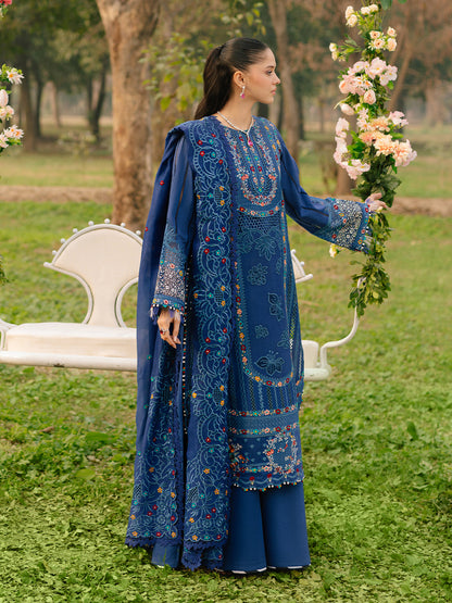 Bin Ilyas | Freesia Embroidered Lawn 25 | 102 - B S Blue Lawn