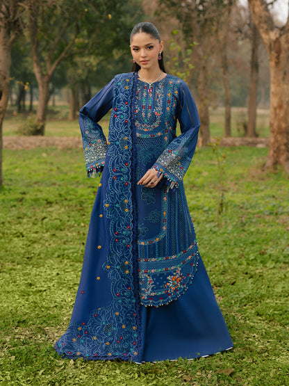 Bin Ilyas | Freesia Embroidered Lawn 25 | 102 - B XS Blue Lawn