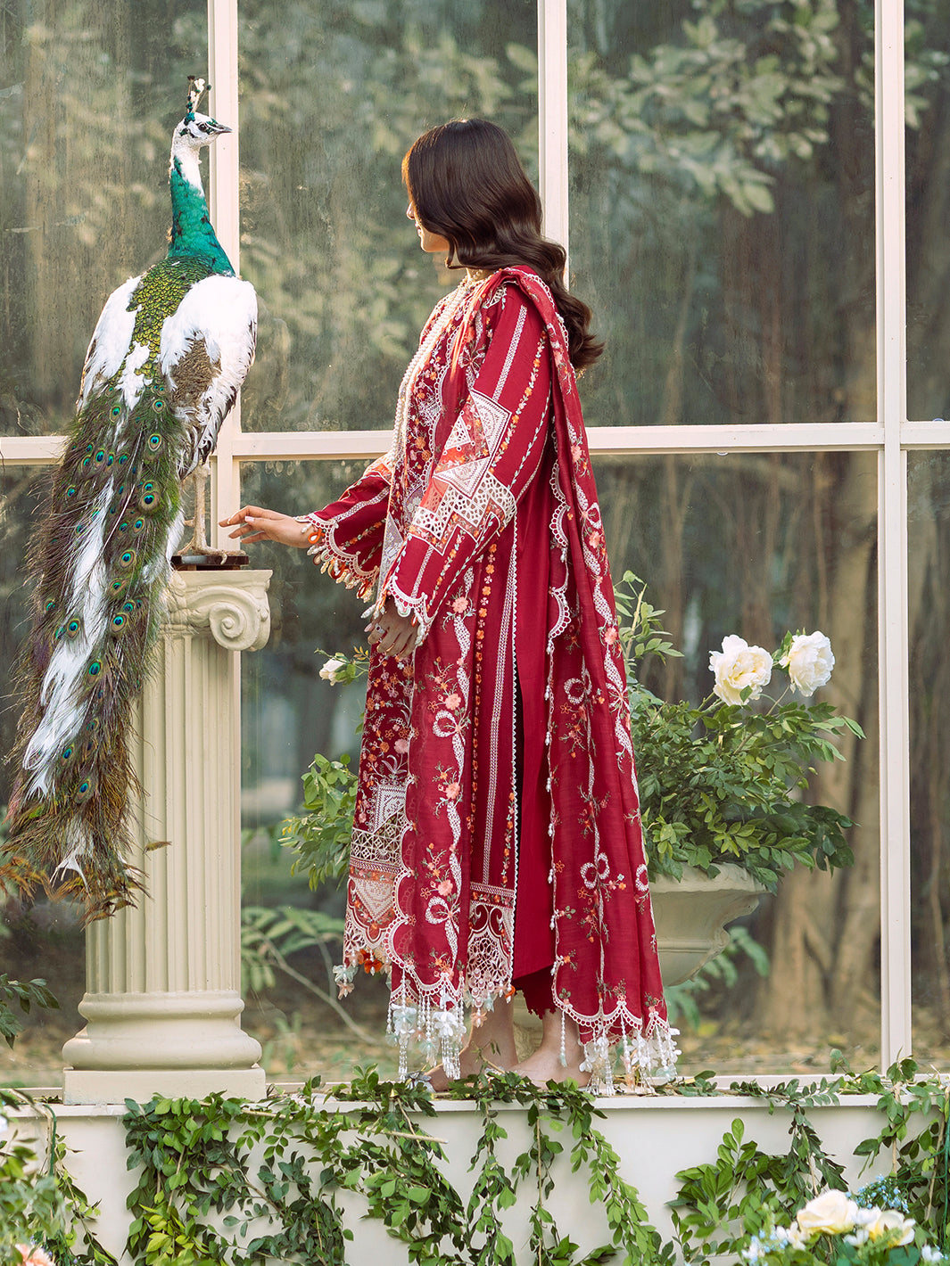 Bin Ilyas | Freesia Embroidered Lawn 25 | 103 - A XL Red Lawn