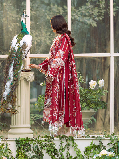 Bin Ilyas | Freesia Embroidered Lawn 25 | 103 - A XL Red Lawn