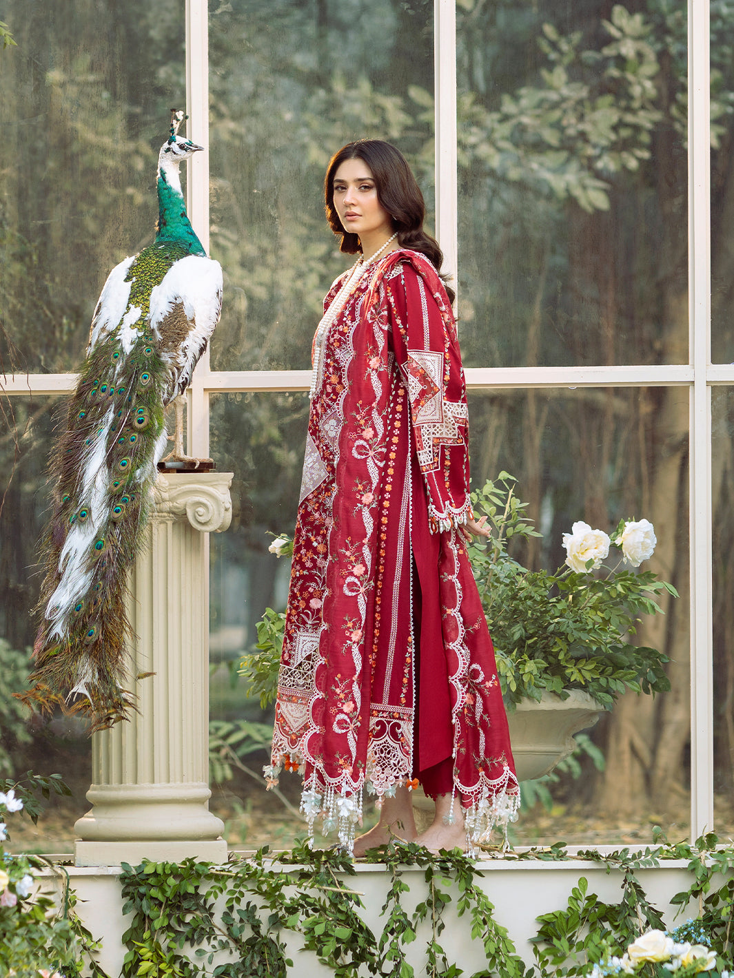 Bin Ilyas | Freesia Embroidered Lawn 25 | 103 - A S Red Lawn