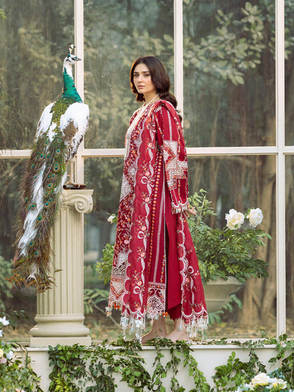 Bin Ilyas | Freesia Embroidered Lawn 25 | 103 - A S Red Lawn