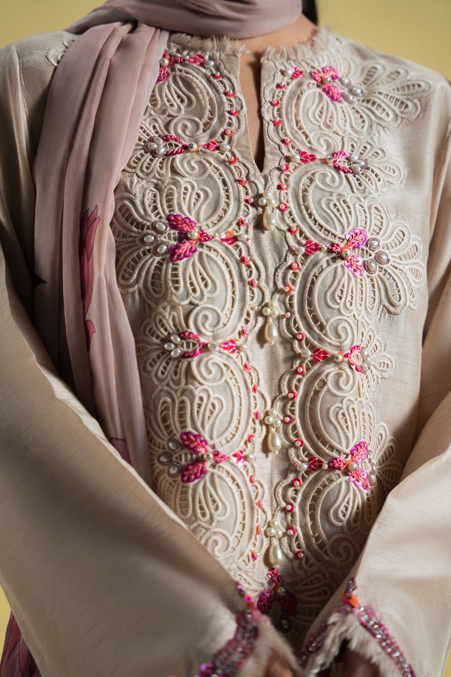 Ammara Khan | Sia 25 | D-03 M Beige Blended Silk