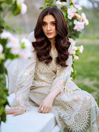 Bin Ilyas | Freesia Embroidered Lawn 25 | 104 - B XL Gray Lawn