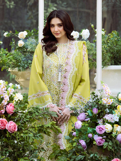 Bin Ilyas | Freesia Embroidered Lawn 25 | 105 - A M Lime Lawn
