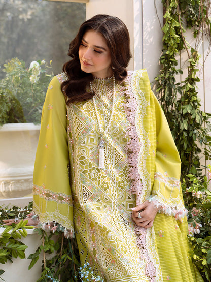 Bin Ilyas | Freesia Embroidered Lawn 25 | 105 - A L Lime Lawn