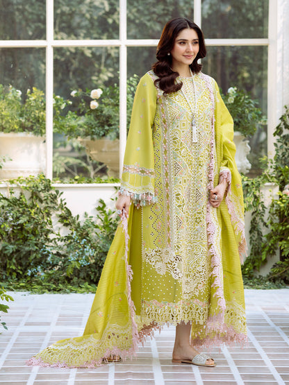 Bin Ilyas | Freesia Embroidered Lawn 25 | 105 - A S Lime Lawn