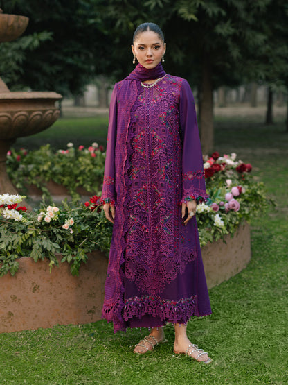 Bin Ilyas | Freesia Embroidered Lawn 25 | 105 - B L Purple Lawn