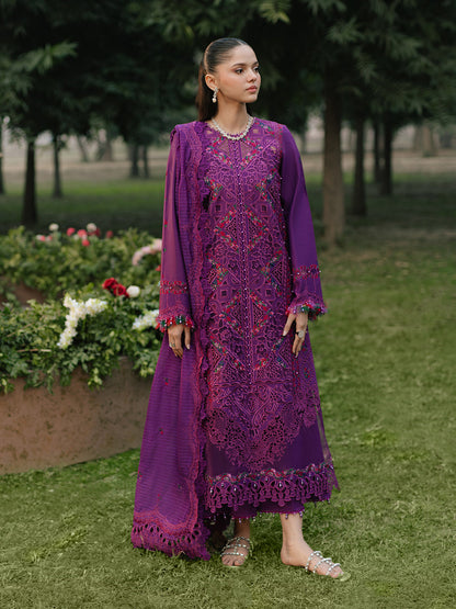 Bin Ilyas | Freesia Embroidered Lawn 25 | 105 - B XS Purple Lawn